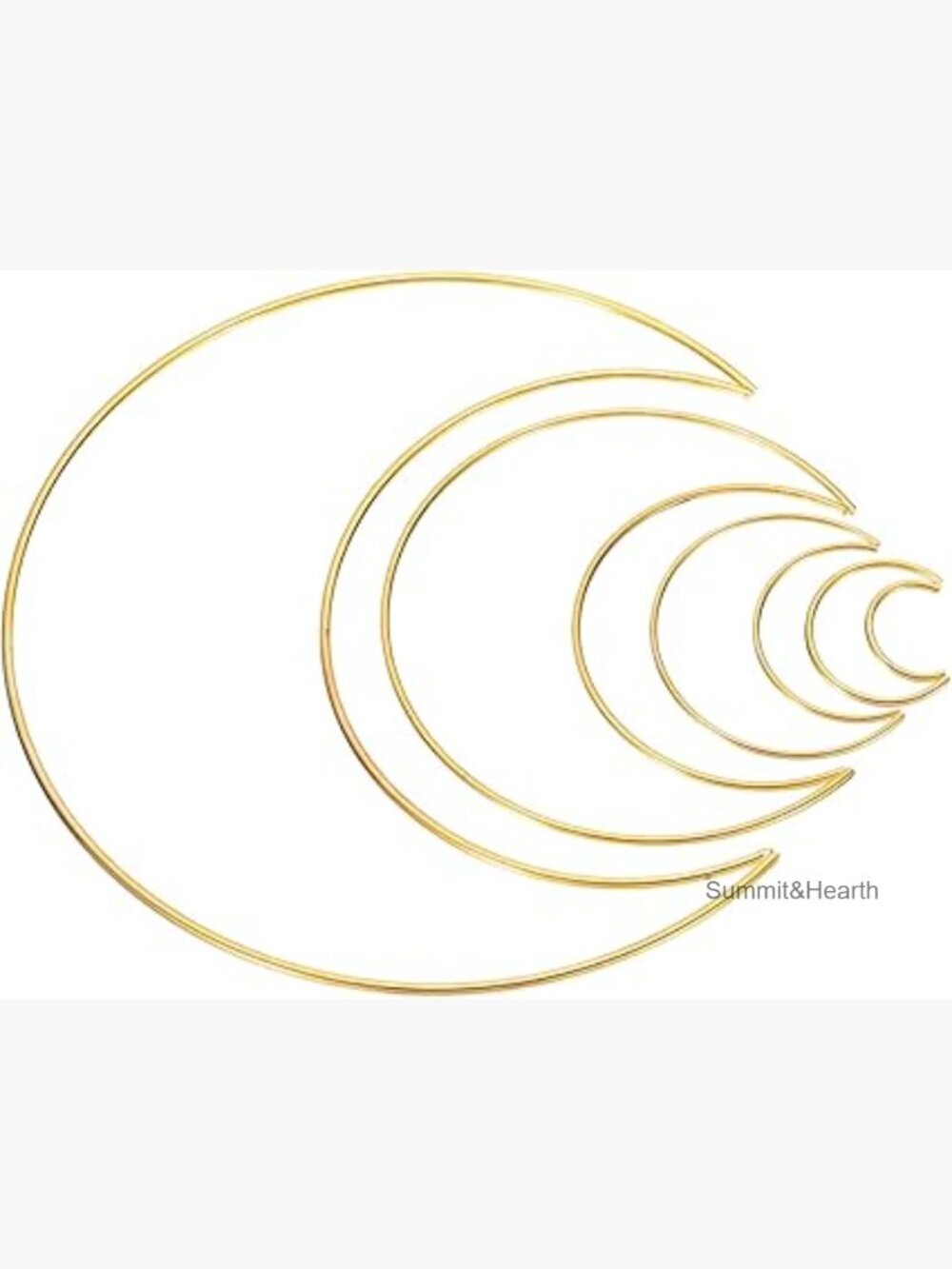 Metal Moon Shape Macrame Wreath Ring Hoop Set for DIY Craft Wedding Decor